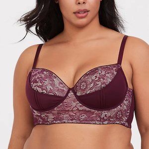 MICROFIBER & LACE LONGLINE UNDERWIRE BRALETTE